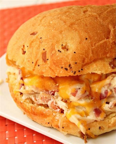 Slow Cooker Buffalo Chicken Sandwiches With Cheddar And Ranch Dressing