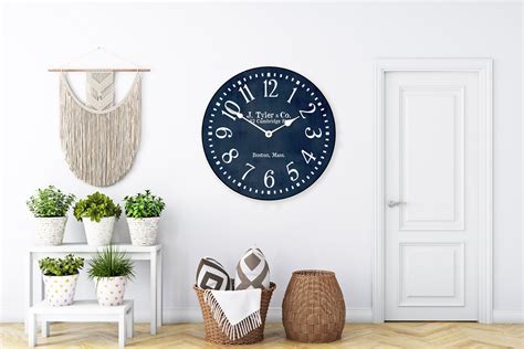 Navy Blue Wall Clock Large Wall Clock Choose From 8 Sizes Etsy Uk
