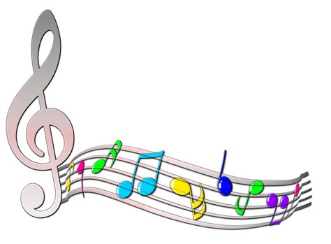 Gray Treble Clef And Multi Colored Notes Free Image Download
