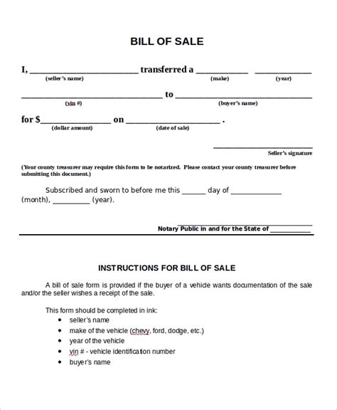 Free 9 Bill Of Sale Samples In Pdf Ms Word
