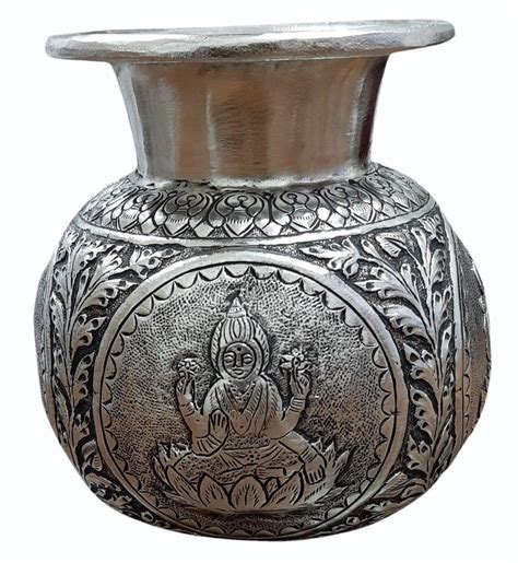 Polished Round 3inch Silver Laxmi Kalash At Rs 22000piece In