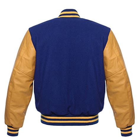 C135 2xl Royal Blue Wool Gold Leather Varsity Jacket Letterman Jacket