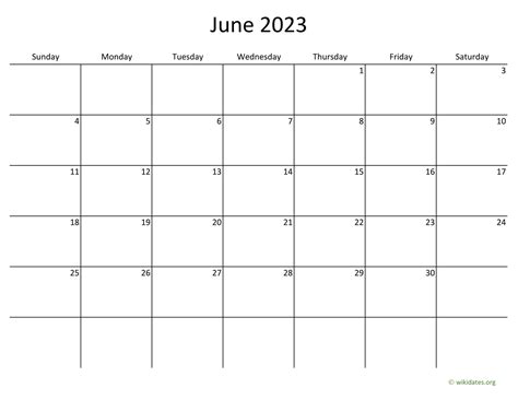 June 2023 Calendar With Bigger Boxes