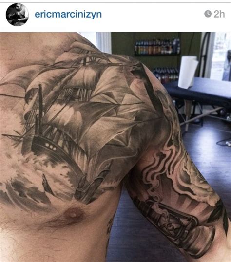 We did not find results for: Chest and half sleeve. | Chest tattoo men, Pirate tattoo