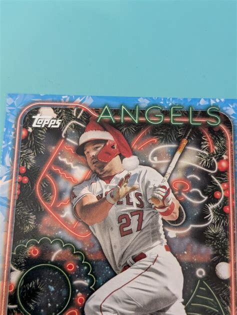 Mike Trout Of Topps Holiday Card Santa Hat Variation H Ebay