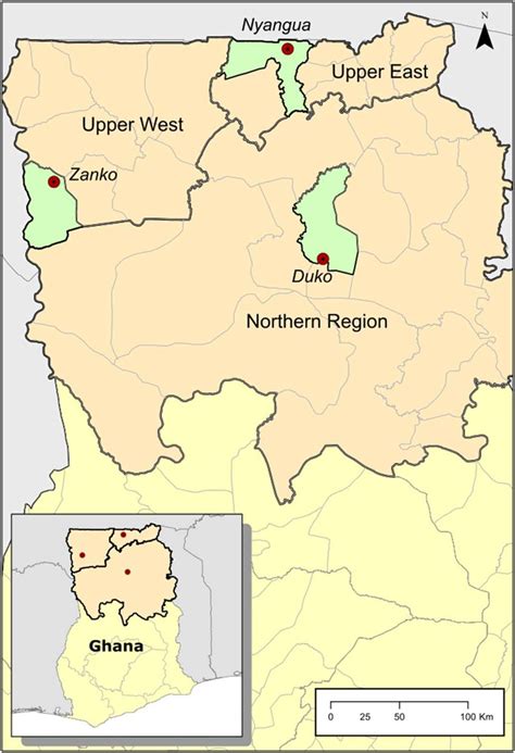 Map Of Northern Ghana With Case Study Regions Orange And Communities