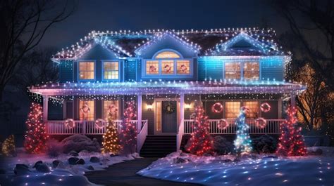 Premium Ai Image Christmas Lights Outside On A House Synchronized To
