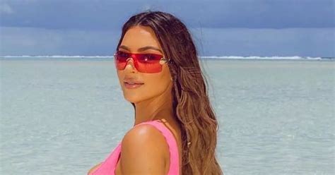 Kim Kardashian Frolics On The Beach In Tiny Pink Bikini Hot Sex Picture