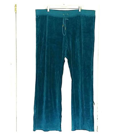 Juicy Couture Pants And Jumpsuits 2x Juicy Couture Teal Velour Track Pants Plus Size Poshmark