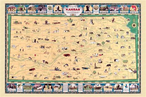 Pictorial Map Of Kansas Sm Knowol