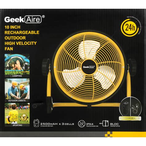 Geek Aire Fan High Velocity Outdoor Rechargeable 10 Inch 1 Each