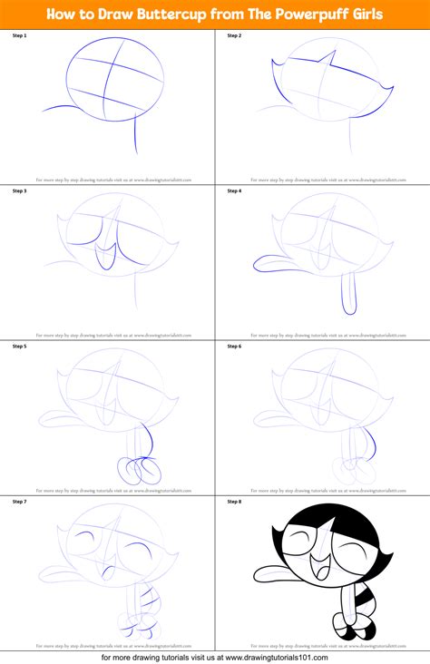 how to draw buttercup from the powerpuff girls printable step by step drawing sheet