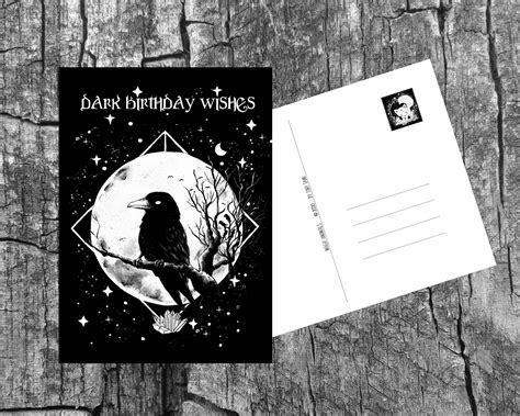 Crows Gothic Postcard Birthday Card Dark Birthday Etsy
