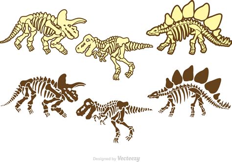 Clip Art Vector Dinosaur Fossils In History Museum Dino Skeletons My