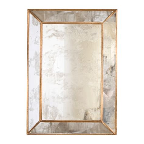 Worlds Away Dion Rectangular Antique Mirror With Gold Leafed Edging