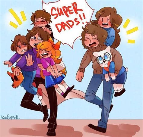 An Image Of A Group Of People That Are Super Hero Dads In Cartoon Style