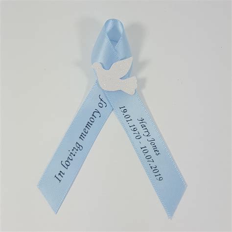 Dove Memorial Ribbon With Dove Choose Your Colour Personalised