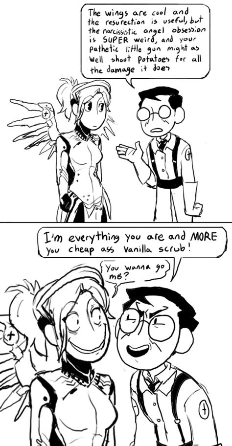Dwoah the medic vs mercy by garchompisbeast on deviantart. Medic's real opinion | Overwatch | Know Your Meme
