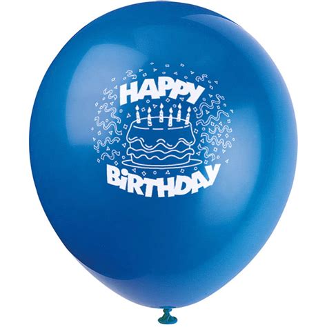 12 Latex Royal Blue Cake Happy Birthday Balloons 8ct