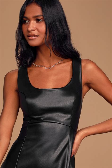 Trendy Black Vegan Leather Dress Sleeveless Bodycon Lbd Lulus