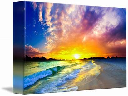Sunset Ocean Waves Purple Clipart Landscape Cliparts