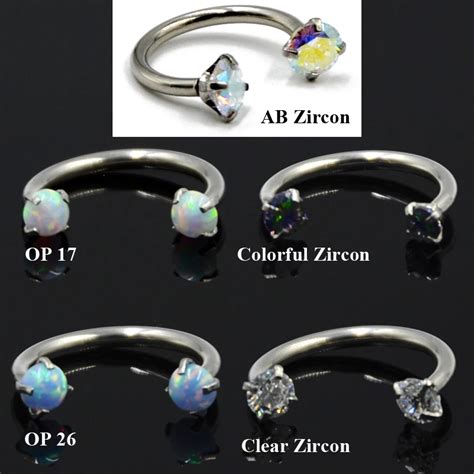 Pc Surgical Steel Opal Aurora Zircon Circular Bead Ring With