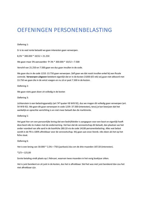 Oefeningen Vennb Oefeningen Personenbelasting Oefening Er Is Te My