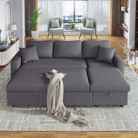 Buy Deinppa Convertible Sectional Sofa With Pull Out Bed Modern L