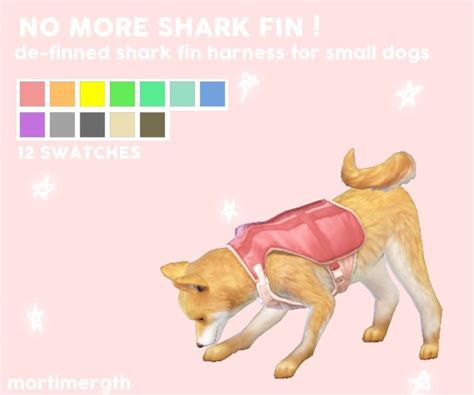 Small Dogs No More Shark Fin Harness Sims 4 Pets Sims Pets Sims 4 Pet