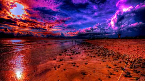 Sunset Sky Over Beach Hd Wallpaper Background Image 2560x1440 Id