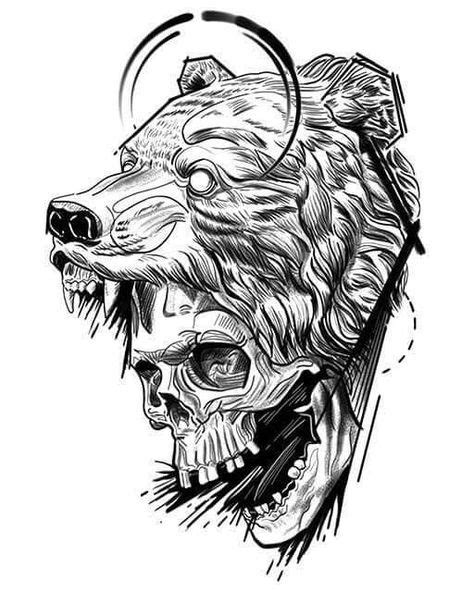 Bear Skull Tatuagens De Urso Esboço De Tatuagem Ideias De Tatuagens