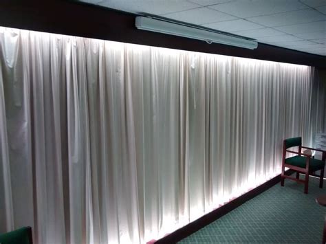 Pair Of Long Back Drop Pale Curtains Business Office Conference