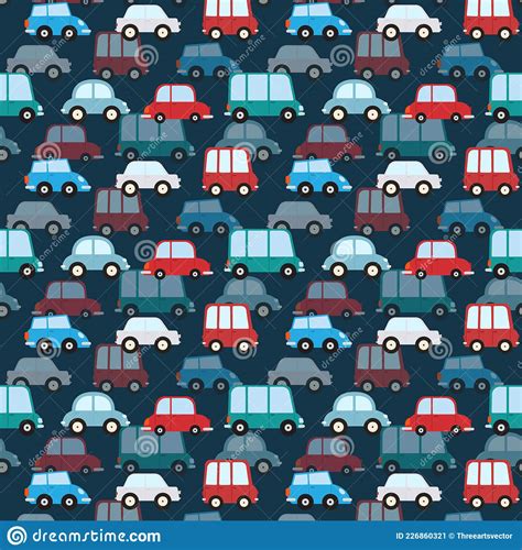 Seamless Pattern With Cartoon Cars Background Vector Stock Vector