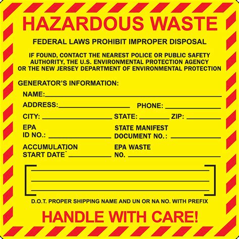 Printable Hazardous Waste Labels