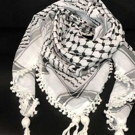 Keffiyeh Palestine Shemagh Scarf Arab Black On White Heavy Etsy