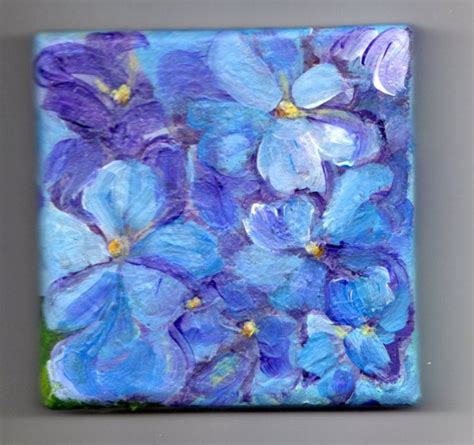 Hydrangeas Small Original Painting On Canvas Etsy Kunst Acryl Malen