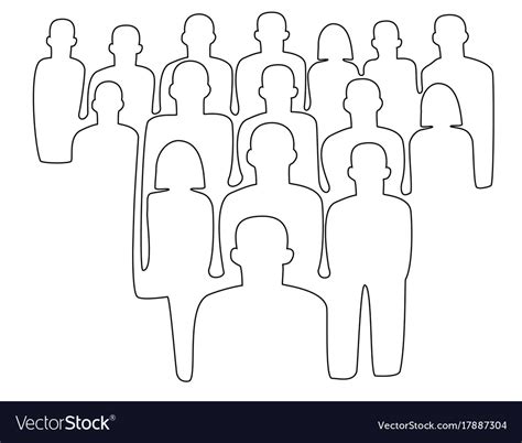 People Crowd One Line Drawing Royalty Free Vector Image