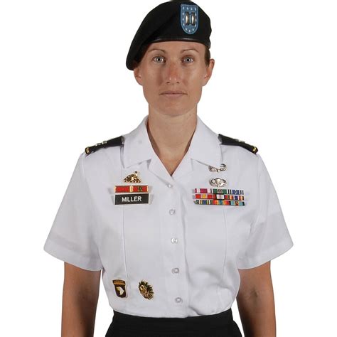 Womens Army Service Short Sleeve Uniform Asu Dress Bright White Shirt