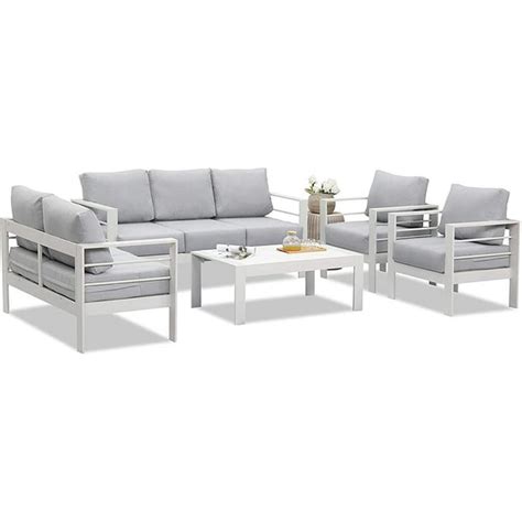 Superjoe 5 Pcs Outdoor Aluminum Furniture Set Patio Sectional Sofa