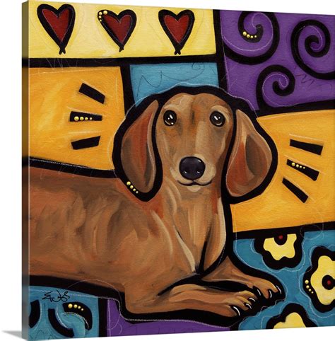 Dachshund Dog Doxie Portrait Bright Colorful Pop Art Painting By Lea