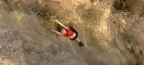 Harrowing Moment Woman Falls From Cliff During Rescue