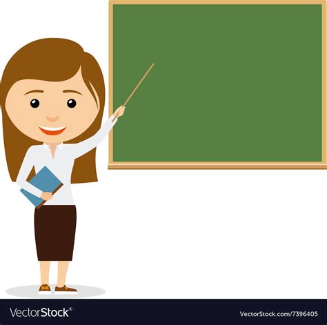 Female Teacher On Lesson At The Chalkboard Vector Image