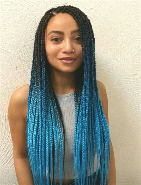 Rock The Look With Blue And Black Box Braids The Fshn
