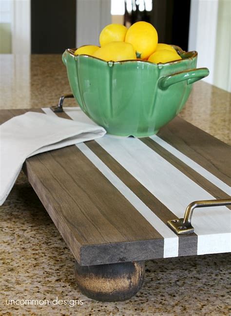 10 diy stained wood tray birdhouses are just adorable. DIY Ticking Stripe Wooden Server Tray
