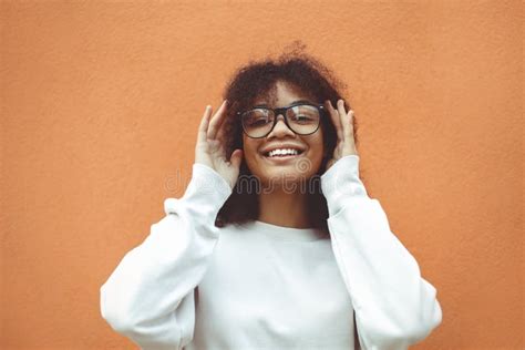 Happy Positive Young African American Woman Posing In Stylish Eyewear
