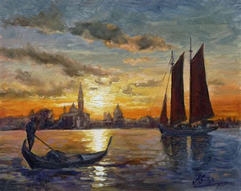 Venice Sunset Canale Di San Marco Painting By Irek Szelag Pixels