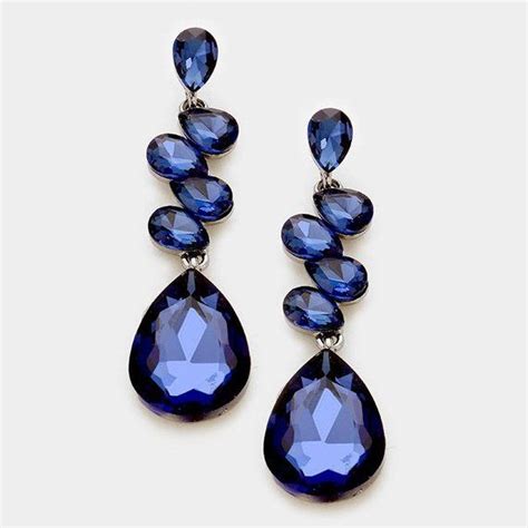 Sapphire Wedding Earrings Navy Blue Crystal Earrings Bridal Jewelry