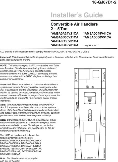 American Standard Air Conditioner Model 2ycx3036a1064aa Wiring Diagram