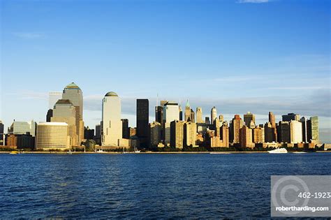 Lower Manhattan Skyline Across The Stock Photo