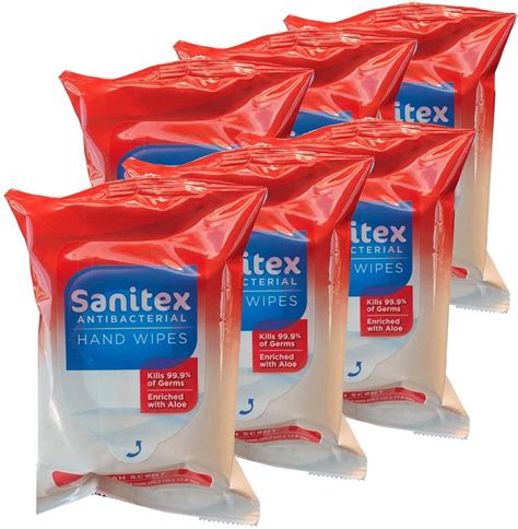 Sanitex Antibacterial Hand Wipes Fresh Scent 20 Count 6 Pack